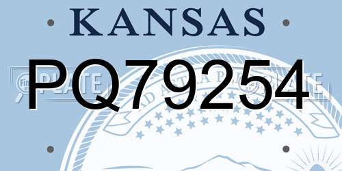 PQ79254 Kansas License Plate