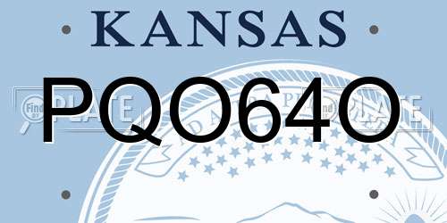 PQO64O Kansas License Plate