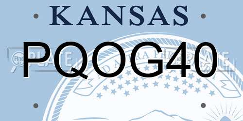 PQOG40 Kansas License Plate