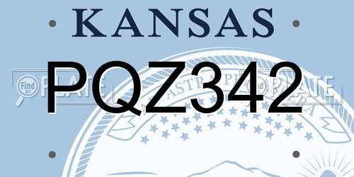 PQZ342 Kansas License Plate