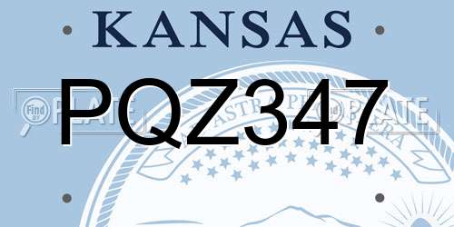 PQZ347 Kansas License Plate