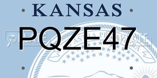 PQZE47 Kansas License Plate