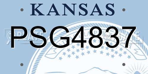 PSG4837 Kansas License Plate