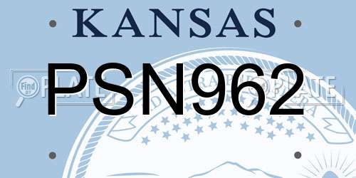 PSN962 Kansas License Plate