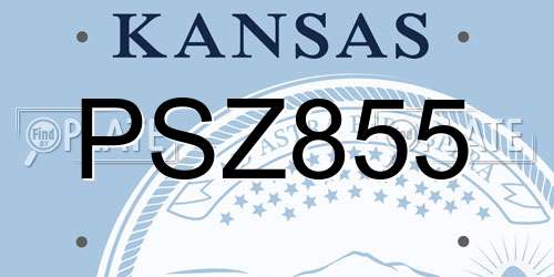 PSZ855 Kansas License Plate