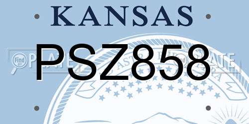 PSZ858 Kansas License Plate