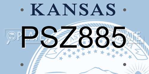 PSZ885 Kansas License Plate