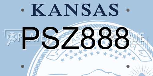 PSZ888 Kansas License Plate