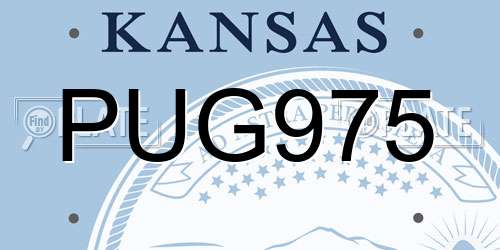 PUG975 Kansas License Plate