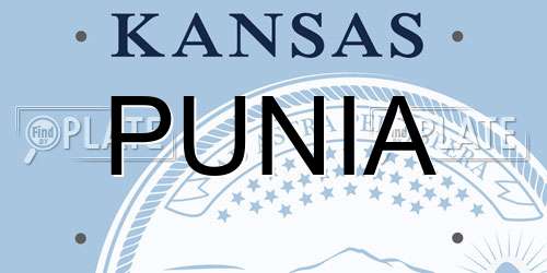 PUNIA Kansas License Plate