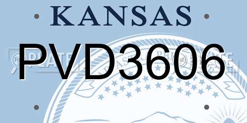 PVD3606 Kansas License Plate