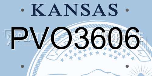 PVO3606 Kansas License Plate