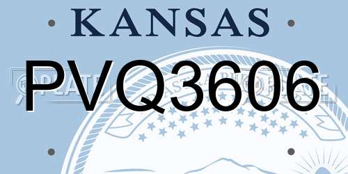 PVQ3606 Kansas License Plate