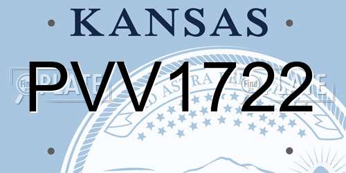 PVV1722 Kansas License Plate