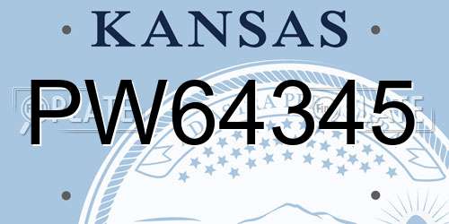 PW64345 Kansas License Plate