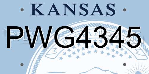 PWG4345 Kansas License Plate