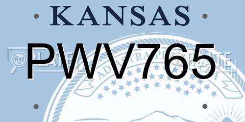 PWV765 Kansas License Plate