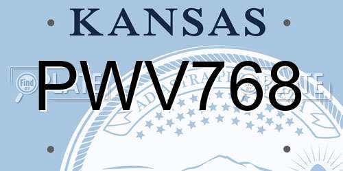 PWV768 Kansas License Plate