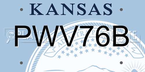 PWV76B Kansas License Plate