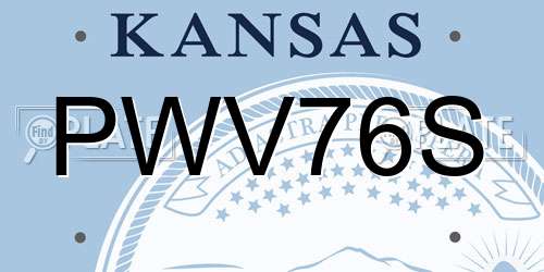 PWV76S Kansas License Plate