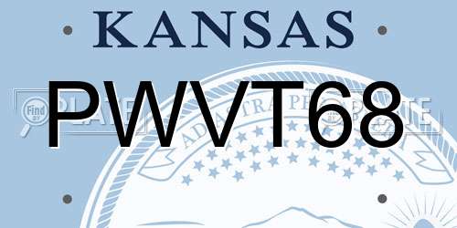 PWVT68 Kansas License Plate