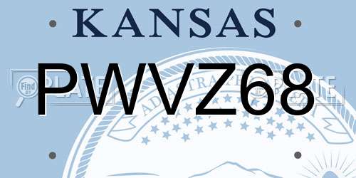 PWVZ68 Kansas License Plate