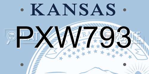 PXW793 Kansas License Plate