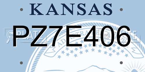 PZ7E406 Kansas License Plate