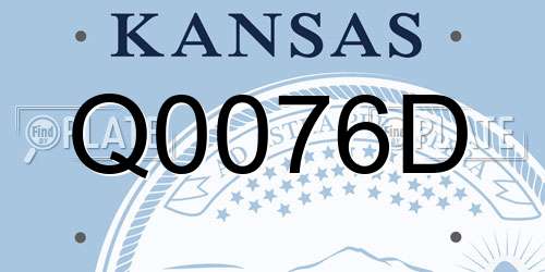Q0076D Kansas License Plate