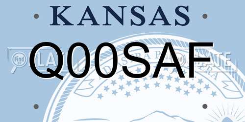 Q00SAF Kansas License Plate