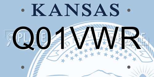 Q01VWR Kansas License Plate