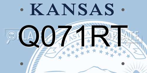 Q071RT Kansas License Plate