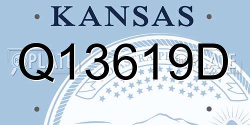 Q13619D Kansas License Plate