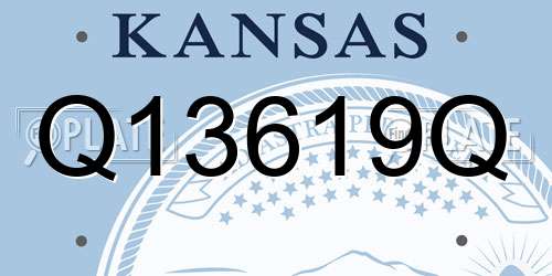 Q13619Q Kansas License Plate