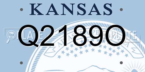 Q2189O Kansas License Plate