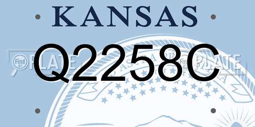 Q2258C Kansas License Plate