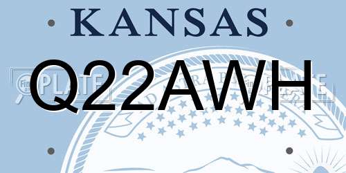 Q22AWH Kansas License Plate
