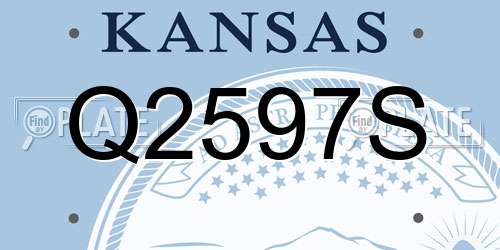 Q2597S Kansas License Plate