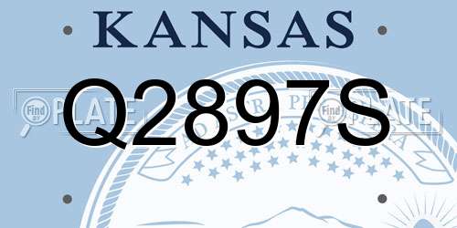 Q2897S Kansas License Plate