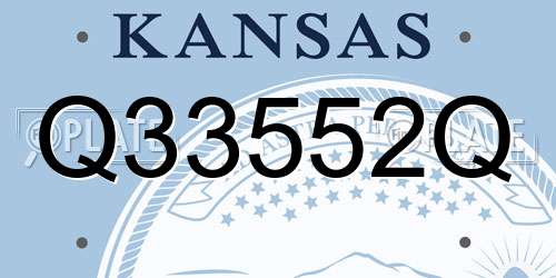 Q33552Q Kansas License Plate