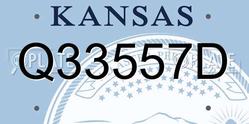 Q33557D Kansas License Plate
