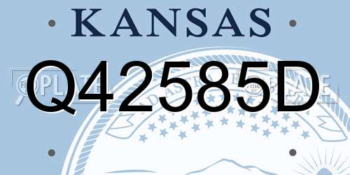 Q42585D Kansas License Plate