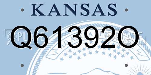 Q61392O Kansas License Plate
