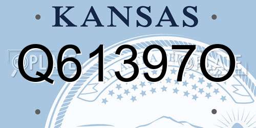 Q61397O Kansas License Plate