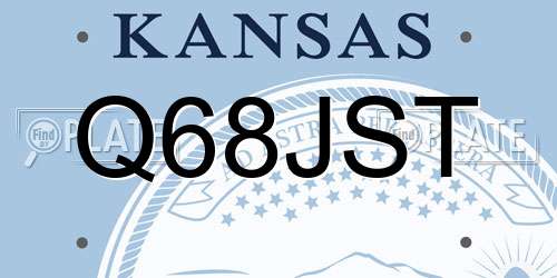 Q68JST Kansas License Plate