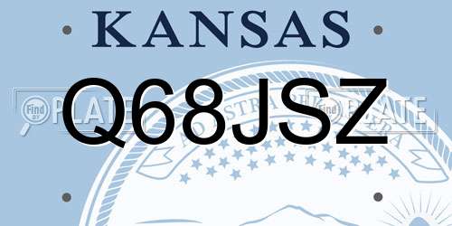 Q68JSZ Kansas License Plate