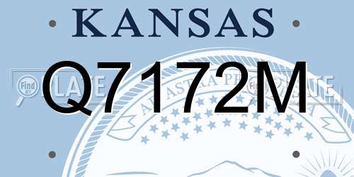 Q7172M Kansas License Plate
