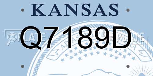 Q7189D Kansas License Plate