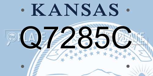 Q7285C Kansas License Plate