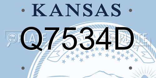 Q7534D Kansas License Plate